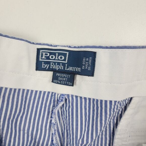 Polo Ralph Lauren Shorts Men’s 40 Blue White Stripe Seersucker Golf - Picture 7 of 9